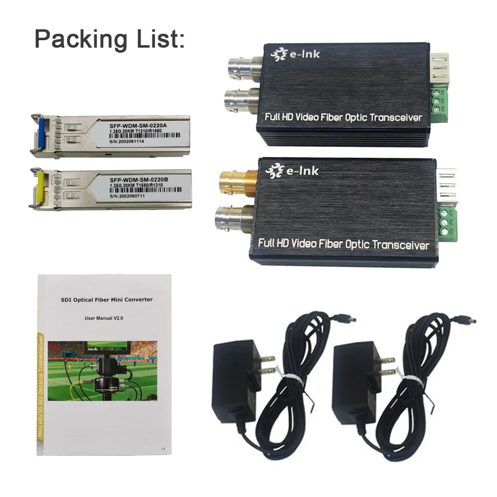 3G SDI Video Fiber Optical Extender with Tally 20KM Mini Type 3G SDI Fiber Converter Including Transmitter Receiver