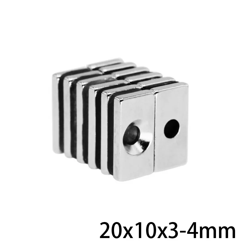 5~100PCS 20x10x3-4 Block Powerful Magnet 4mm hole Bulk Sheet Magnet 20x10x3mm-4mm Strong Permanent NdFeB Magnets 20*10*3-4 mm