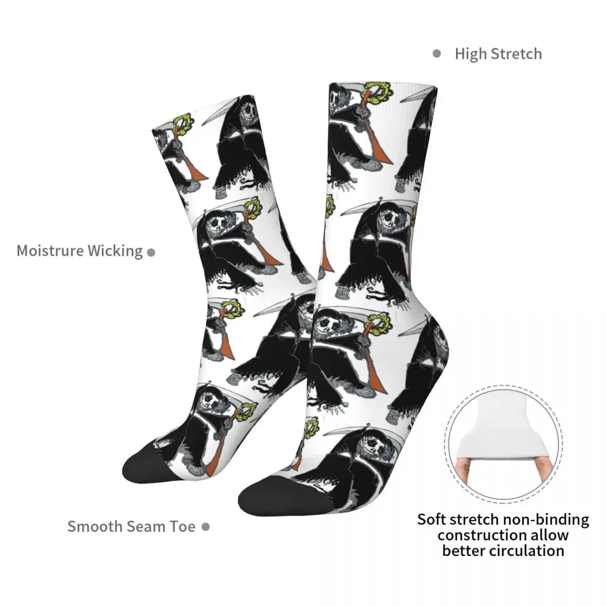 Death Self Portrait Socks Harajuku Sweat Absorbing Stockings All Season Long Socks Accessories for Man's Woman's Gifts