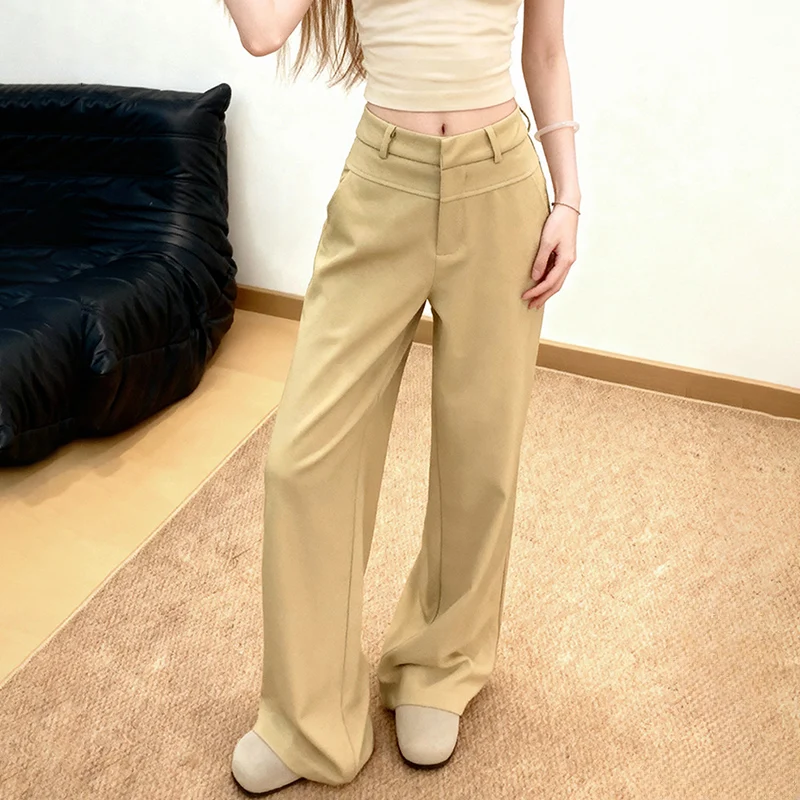 New American Y2K Black Pants Women Spring Autumn High Waist Streetwear Wide Leg Trousers Lazy Style Harajuku Floor-Length Pants