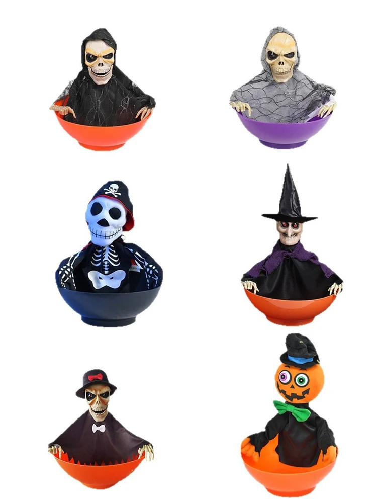 할로윈 캔디 그릇, 움직이는 할로윈 캔디 그릇, 눈이 빛나고 소리가 나는 유령 과일 그릇