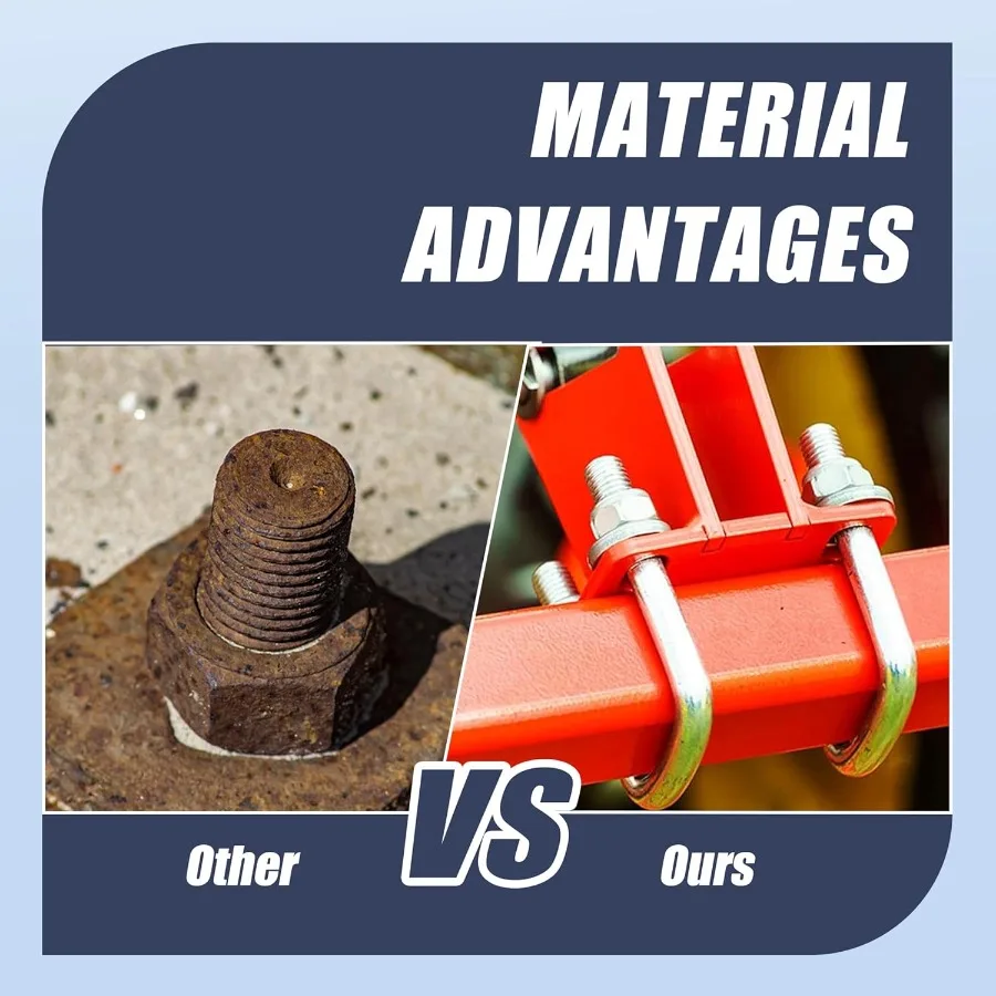 4 Set M8 Square UBoltsuBolts 2 ih Wide 304 Bulloni quadrati in acciaio inossidabile con dadi Bullone Piastra e rondella 4 M8 x 50 mm x 100 mm