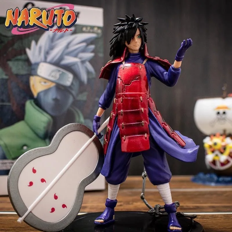 18cm NARUTO Anime Figure Model Doll Uchiha Madara Fighting PVC Statue Orochimaru VS Hiruzen Battle Kakashi Sasuke Model Toy