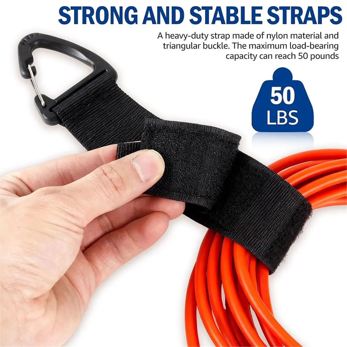 20 Pack Storage Straps 4S/8M/8L, Cable Hanger Organizer with Triangle Buckle for Extension Cord Hose Rope