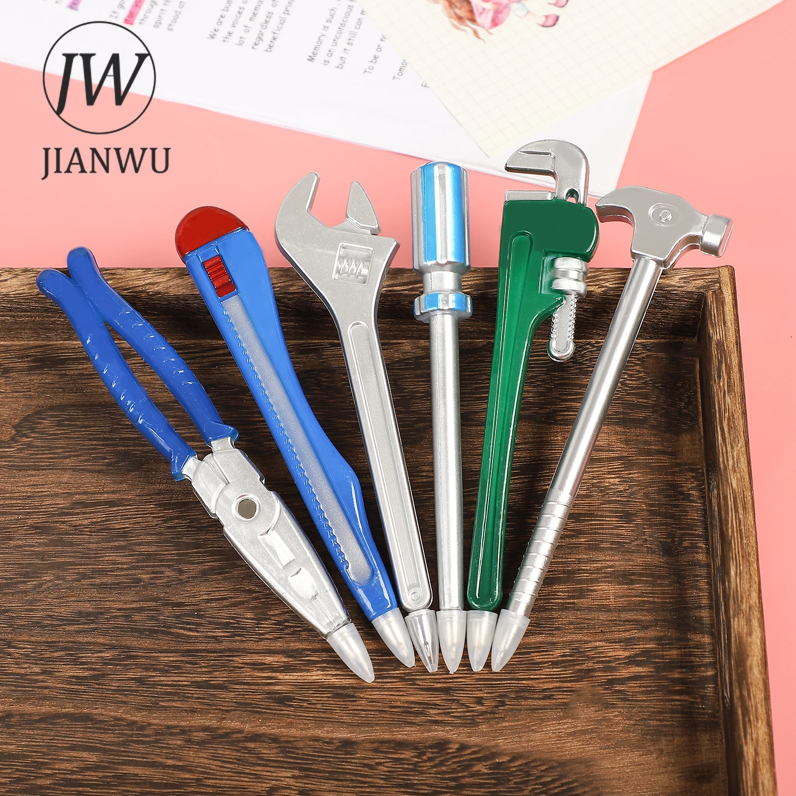 JIANWU 5 Pcs/set Creative Wrench Screw Imitation Tool Ballpoint Pen Set Creative DIY Journal Student Supplies Stationery