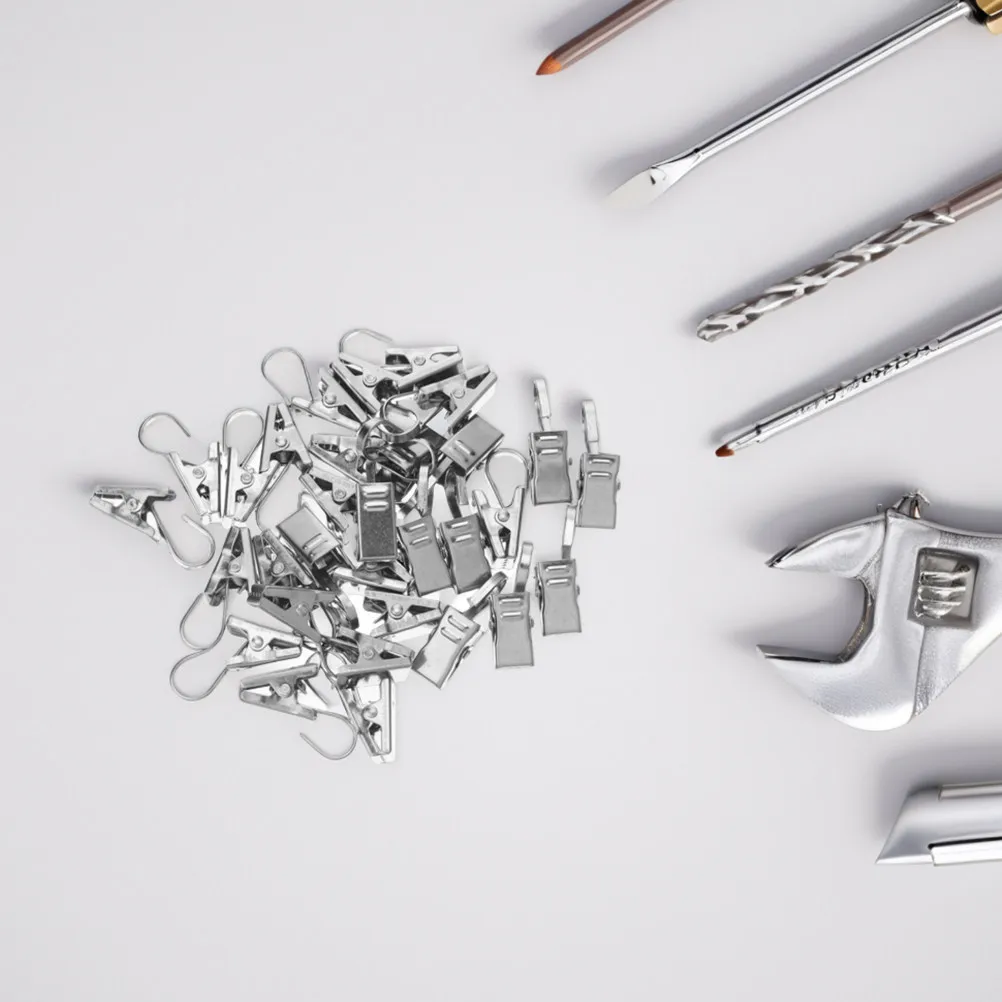 25Pcs Stainless Steel Curtain Clips Hooks Sturdy Metal Clips Hanging Curtains Decorations Camping Trips Rv Awnings