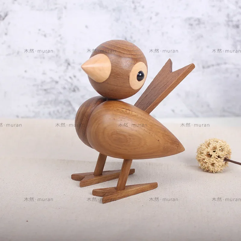 Denmark Nordic style wood sparrow bird ornaments American puppet wooden play room study desktop accessories  ZM902