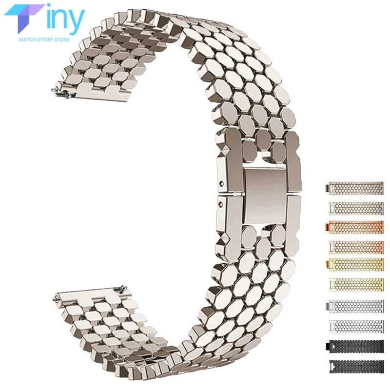 22mm 20mm Stainless Steel Strap for Samsung Galaxy Watch 3 45mm Band Gear S3 Active 2 for Huawei Watch Bracelet For Amazfit