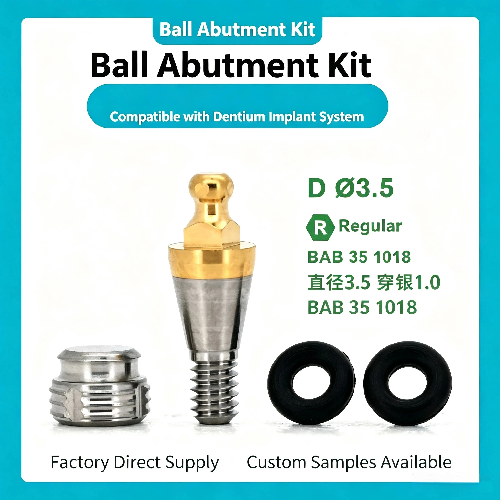 10Pcs Ball Cap Abutment Transfer Bar Titanium Base Implant Analog For Dentium Implant System Dental Oral Replacement Lab Parts