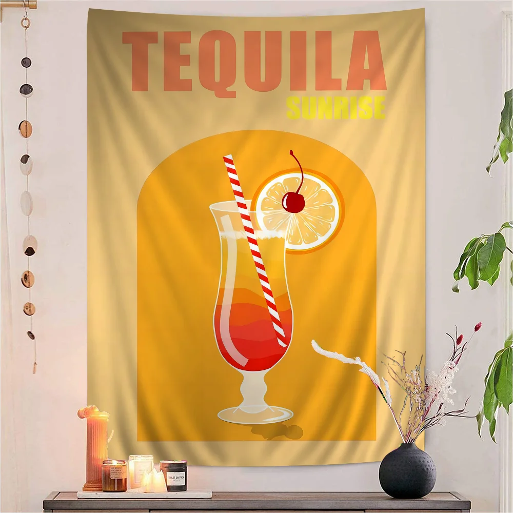 

Colorful Cocktail Drink Frameless Colorful Tapestry Wall Hanging Hanging Tarot Hippie Wall Rugs Dorm Wall Art Decor