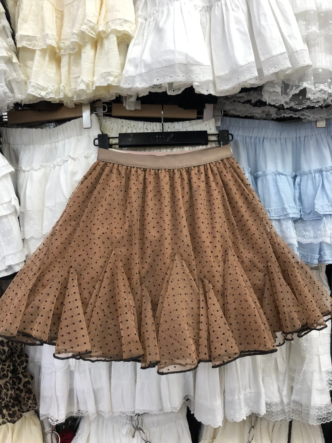 

Retro Korean Polka Dot Half Skirt Women's Spring High Waist A-Line Skirt Design Sweet Anti-Aging Polyester Fiber