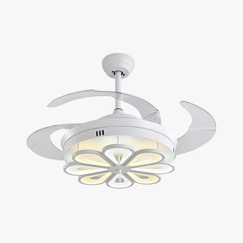 Modern retractable folding blades ceiling fan with LED chandelier