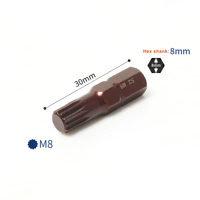 Imagem -03 - Comprimento Torx Chave de Fenda Bits 12 Pontos Estriados mm 16hex Shank Impacto Estrela Bit m5 m6 m8 M10 M12 s2 Ferramentas de Liga de Aço Peças 30 mm