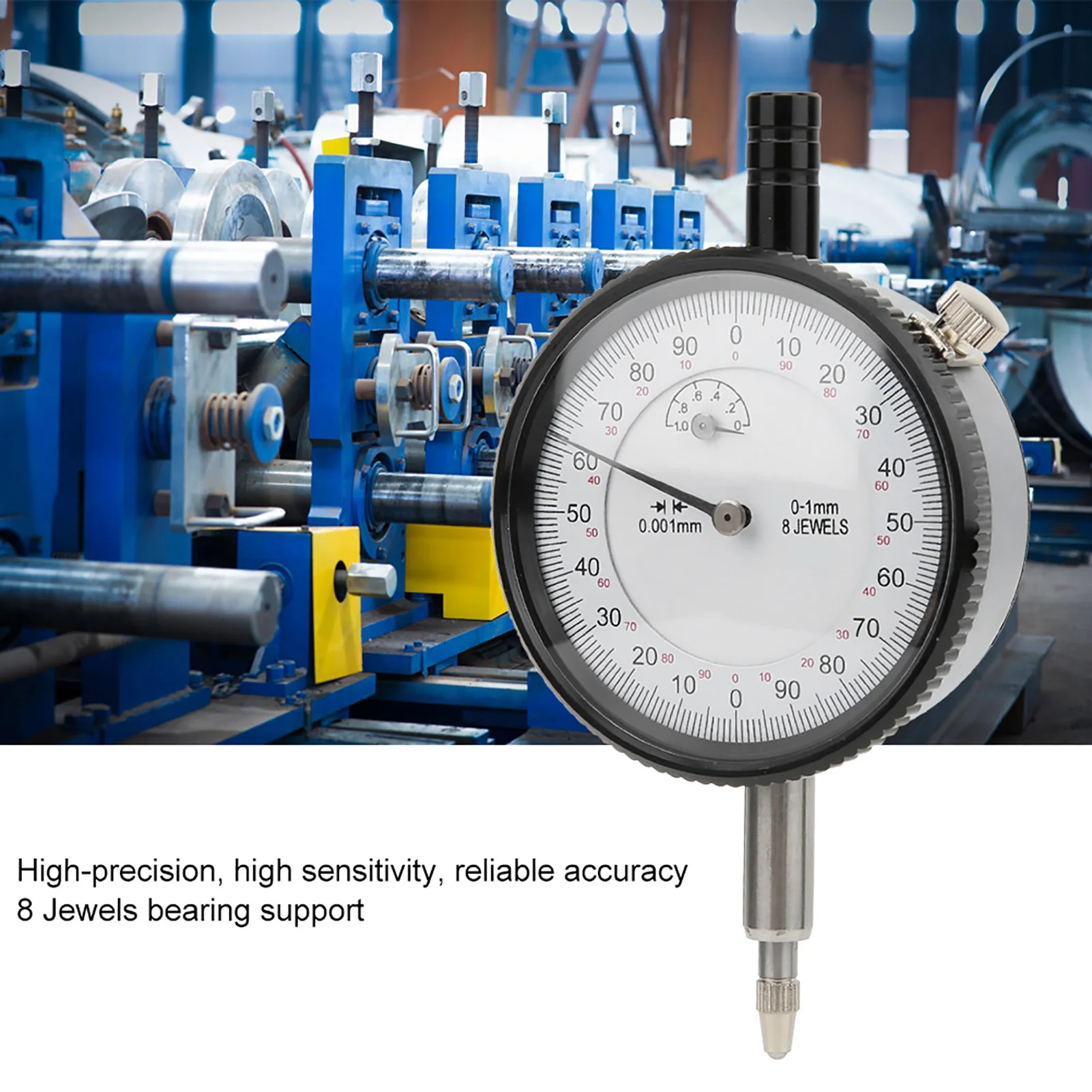 

8 Jewels Shockproof Indicator 0.001mm 0‑1mm Gauge Measuring Tool Gauge Mechanical Indicator Indicator