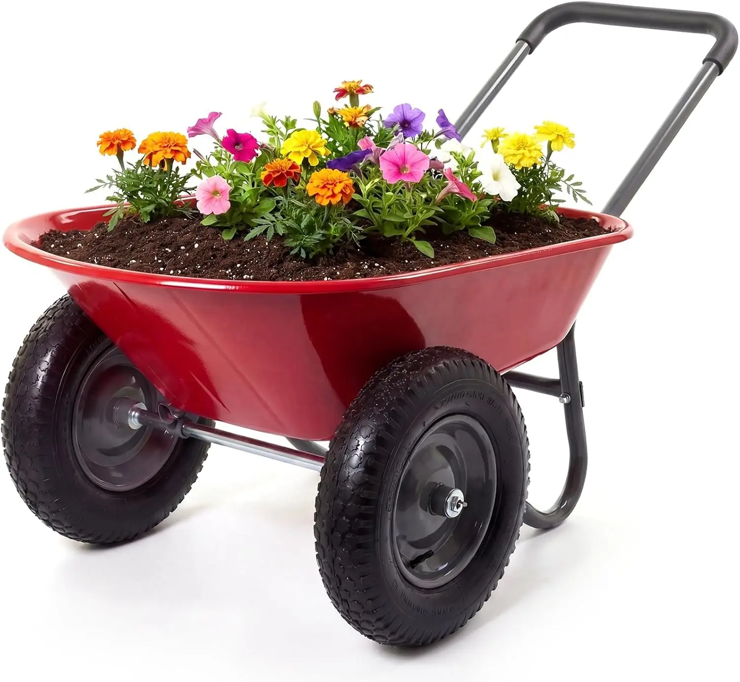 600Lb Mesh Utility Cart Dual-Wheel Wheelbarrow with 14