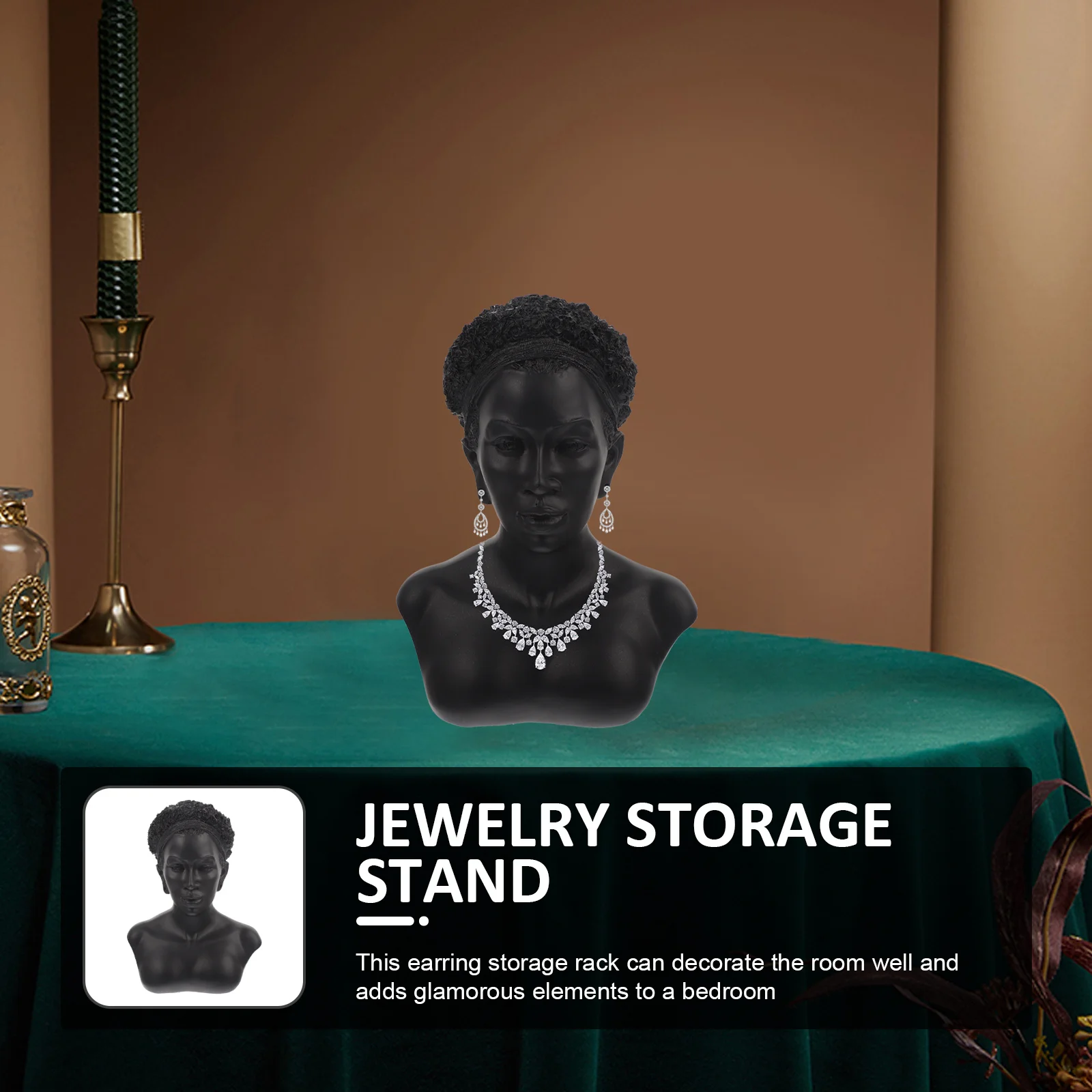 

African Statue Jewelry Necklace Earring Display Mannequin Rack Decorate Showcase Earrings Stand Resin Miss Displays Ornament