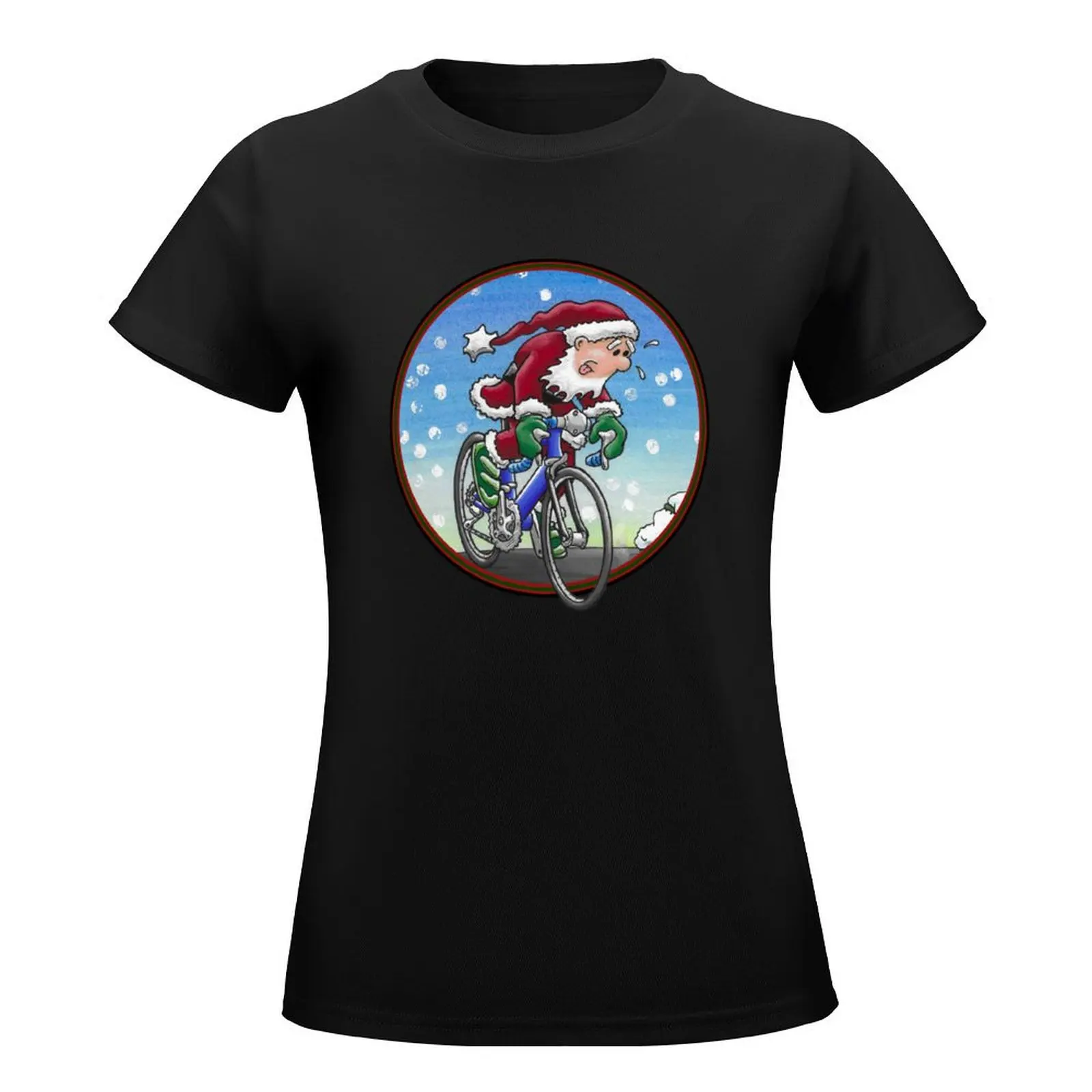 Struggling Santa! Circle T-Shirt anime clothes summer top cotton t shirts Women