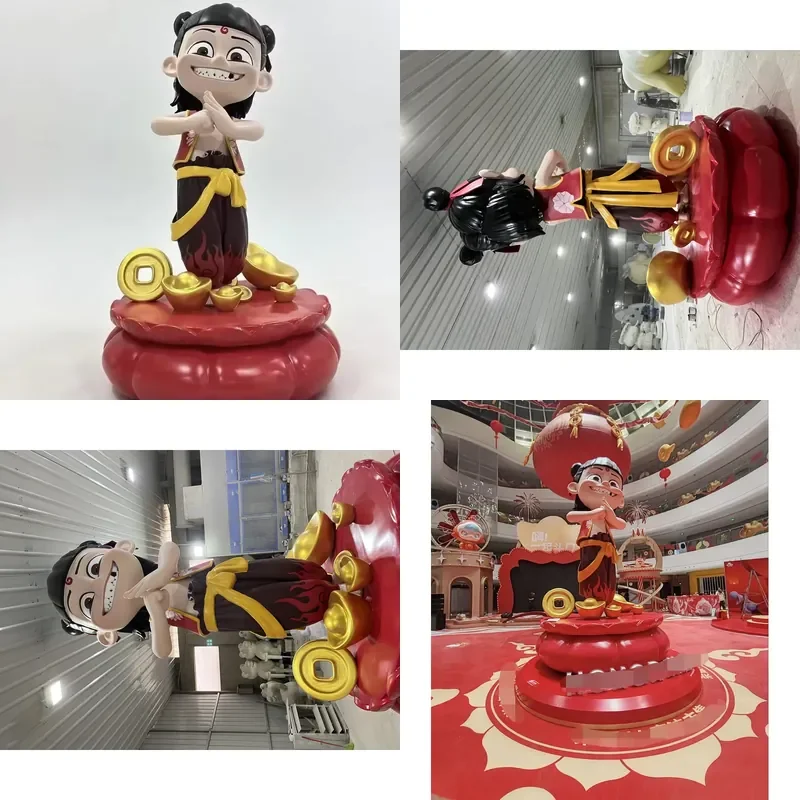 Custom Painted Nezha Themed Resin TV & Movie Character Resistant Customizable Sculpture for Indoor Decor