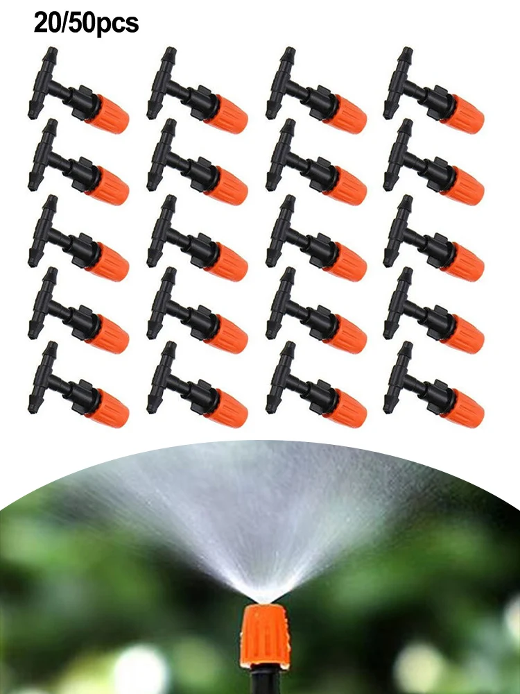 20/50pcs Micro Drip Adjustable Switchable Irrigation System Watering Sprinklers Emitter Drippers Single Head Atomization Nozzle