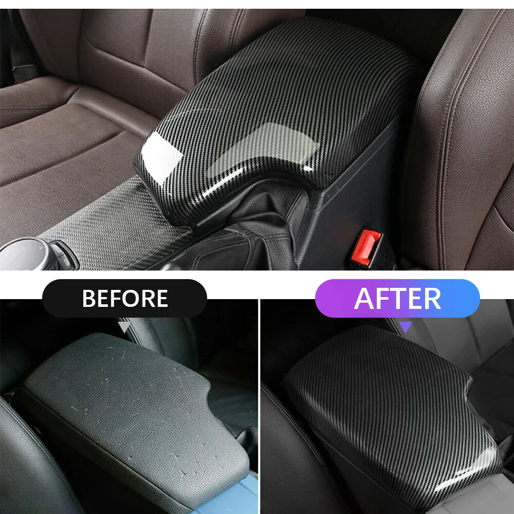 

ABS Carbon Fiber Color Center Console Armrest Storage Box Protection Cover Trim For BMW F30 F32 F34 3 4 Series 2013-2019