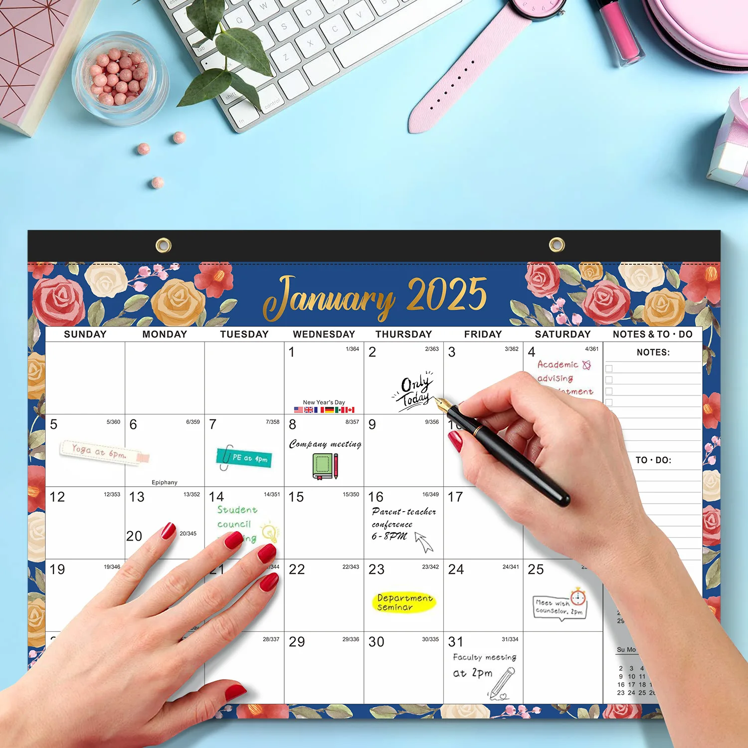 2025-2026 Wall Calendar 18 Monthly Wall Calendar from Jan.2025 - Jun.2026 Hanging Calendar Twin-Wire Binding Holiday Reminder