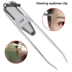 Hot Sale Make Up Led Light Eyelash Eyebrow Hair Removal Tweezer Face Hair Remover Stainless Steel Eyebrow Tweezers