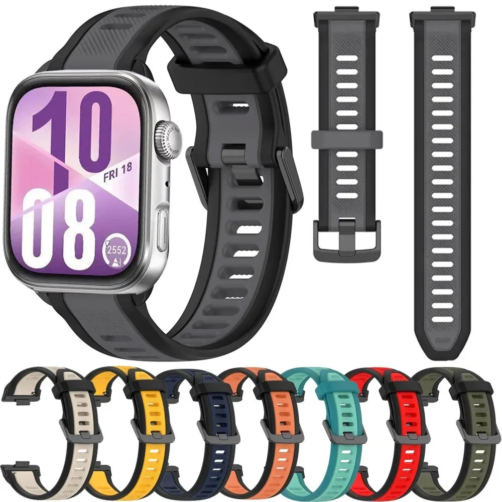 กีฬา 2 สีซิลิโคนอ่อนนุ่มสําหรับนาฬิกา Huawei Fit 3 4 Textured สบายสายรัดข้อมือสําหรับ Huawei Watch Fit 4 Pro สร้อยข้อมือ