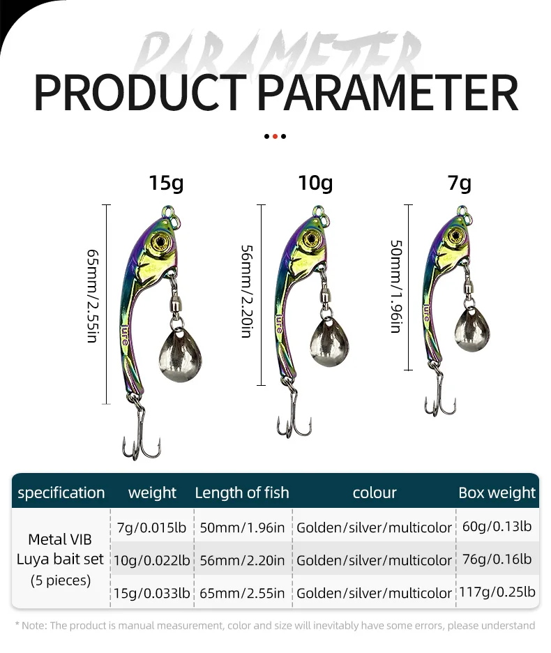 ShareShark 5 Stück/Box Angelköder Spinner Löffelköder Rotierende Metall-VIB-Köder Vibrations-Wobbler Sinkende Pailletten-Köder Pesca – Detail 2