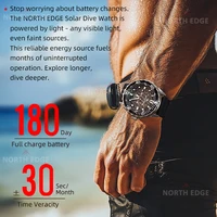 Montre de plongée solaire NORTH EDGE TRITON-TI en titane et acier inoxydable, montre à quartz de luxe pour homme, étanche 300 m, autonomie de plus de 180 jours 5