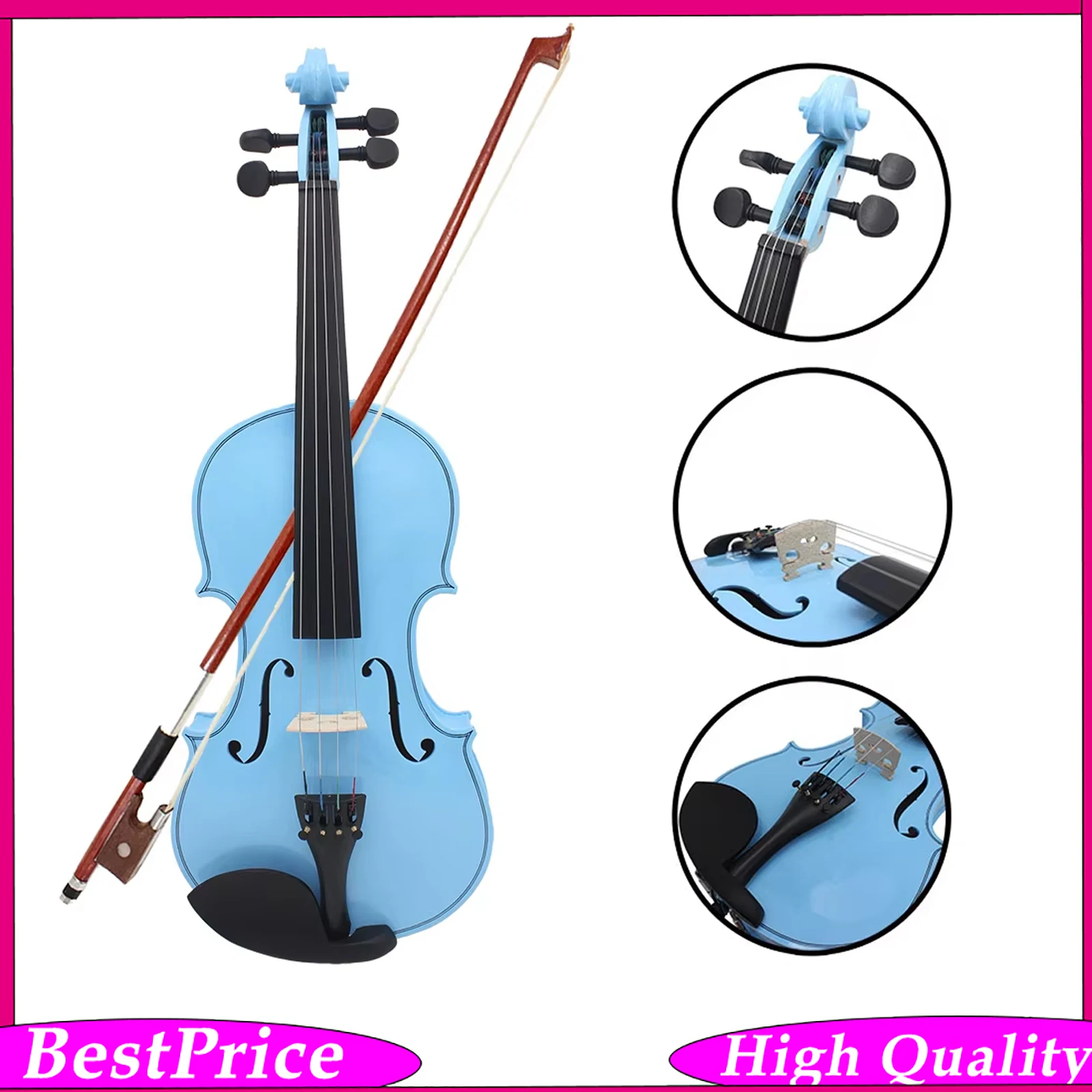 Violin Professional 4/4 Beginners Student Set Violin Solid Wood Violin Musical Instrument with Case Bow Accessories
