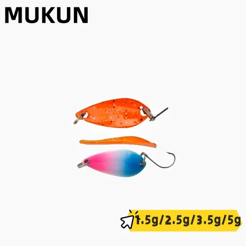 MUKUN-cebo de cuchara para trucha, 1,5g/2,5g/3,5g/5g, cebo duro de Metal de cobre, Señuelos de pesca, cuchara de corriente para perca de trucha