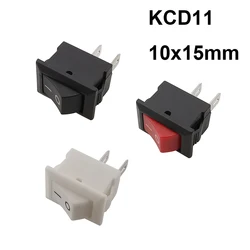 10Pcs 10x15mm KCD11 2Pin Push Button Switch SPST 3A 250V AC Snap-in Boat Rocker Switch ON/OFF 10*15MM Black Red White