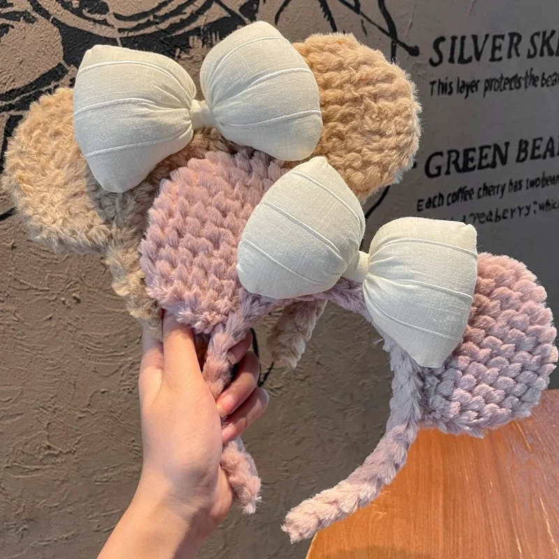 

Disney Cute Cartoon Bow Mickey Hair Hoops Women's Face Wash Headwear Hair Clips Hair Accessories