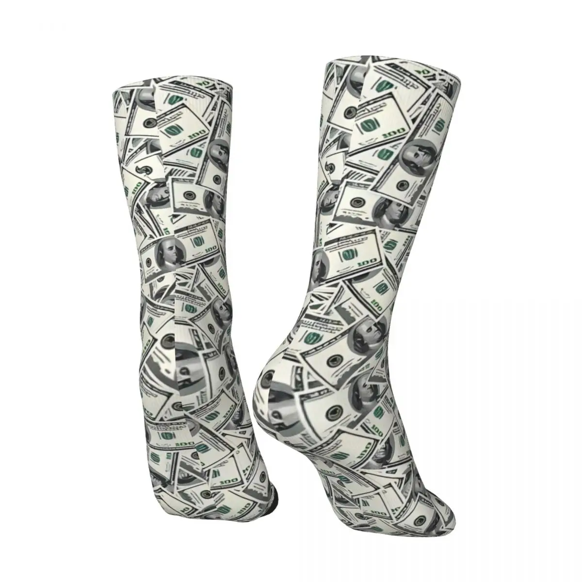 Giant Money Background Stockings 100 dollar bills Design Fashion Socks Winter Non Slip Socks Men Climbing Quality Socks