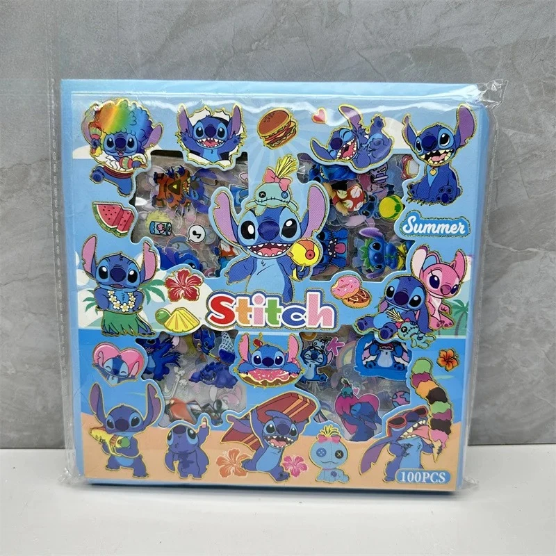 

Stitch Box 100PCS DIY Handbooks Material Sticker Kawaii Cartoon Anime Figures Children Student Kindergarten Handmade Kids Gifts