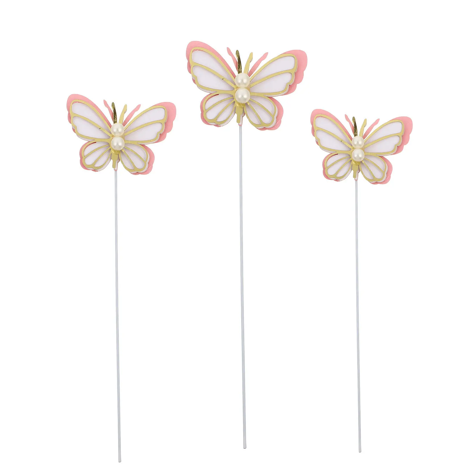 15Pcs 크리 에이 티브 나비 모양의 케이크 픽 종이 토퍼 생일 케이크 장식 파티 용품 파티 용품