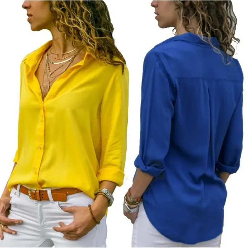 

Spring Autumn New Women Casual Blouse Long Sleeve Elegant Tops Single Row Button Camisa Clothes Streetwear Female Shirt