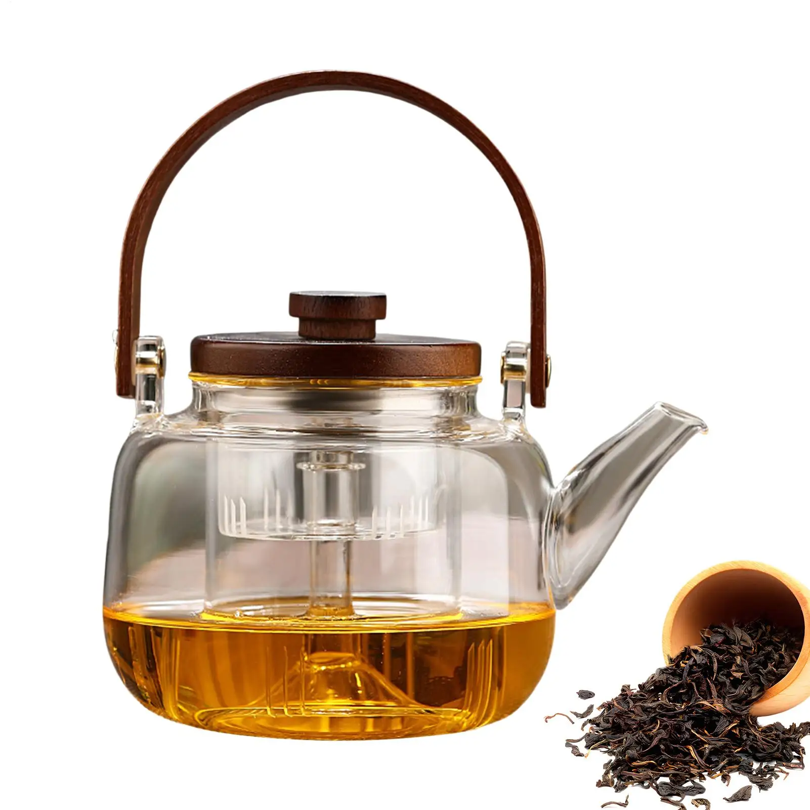 1L Glass Teapot Household High-temperature Resistant Steaming Boiling Teapot With Removable Filter Screen For Stoves