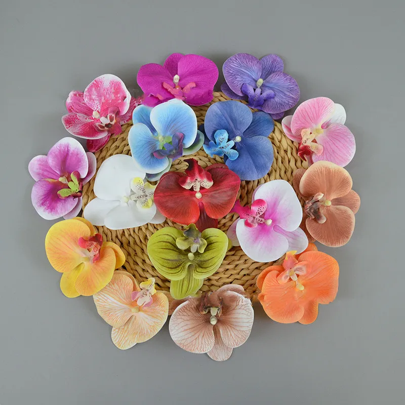 16Color Artificial Latex Phalaenopsis Butterfly Orchid Flowers Head DIY Wedding Christmas Decorative Shooting Props Accessories