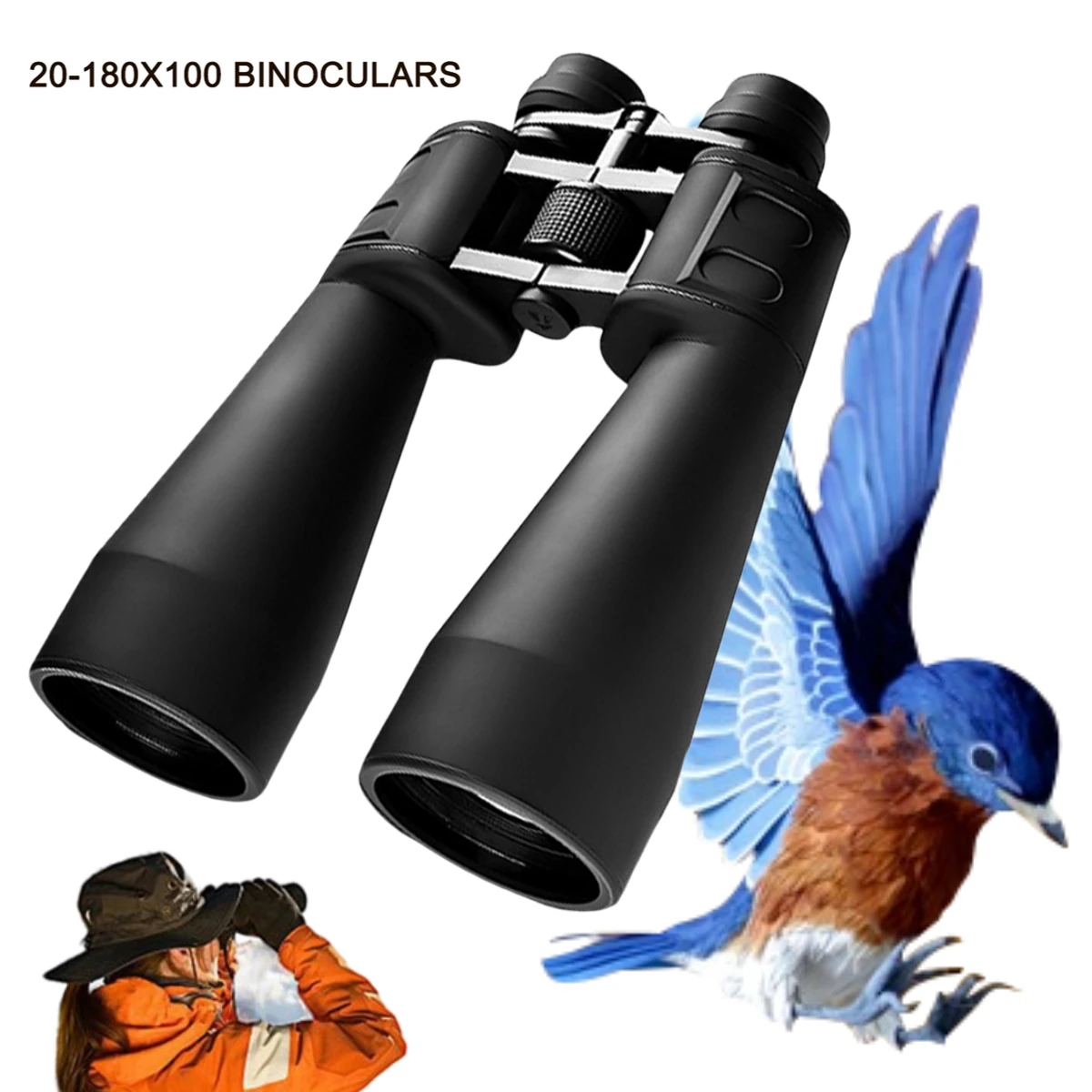 Professional Night Vision Scope Waterproof 20-180x100 Long Range Zoom HD Telescope Binoculars for Hiking Astronomy Bird Watching