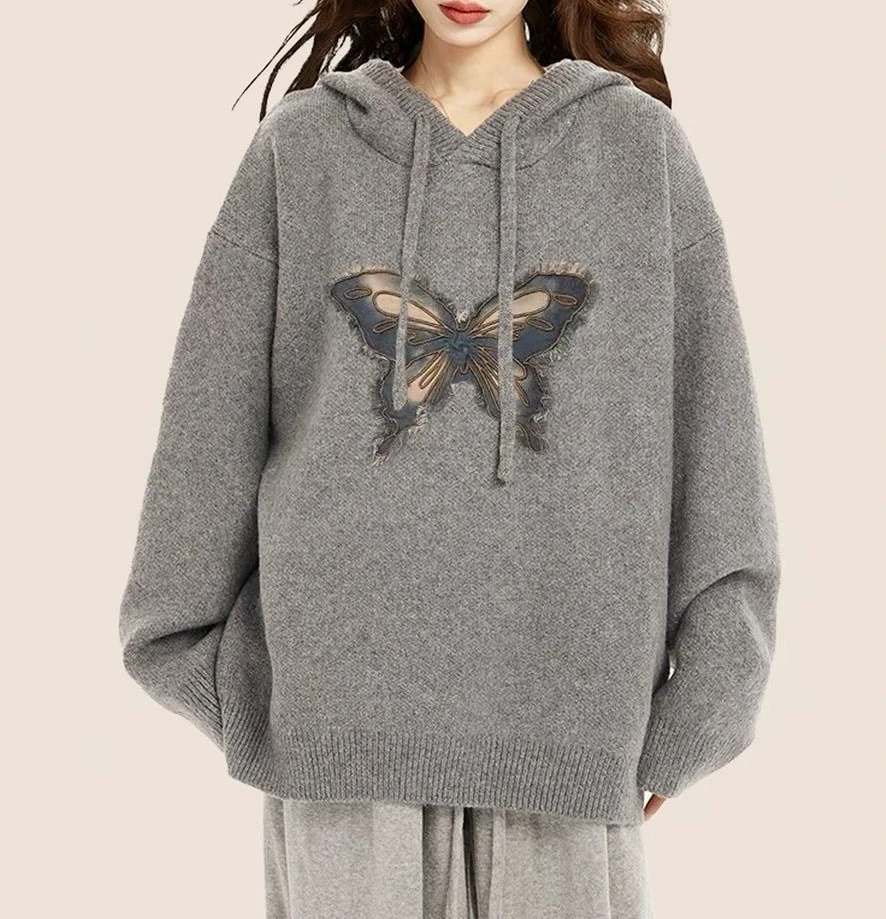 

New Autumn-winter Hooded Relaxed and Loose Knitted Pullover Sweater