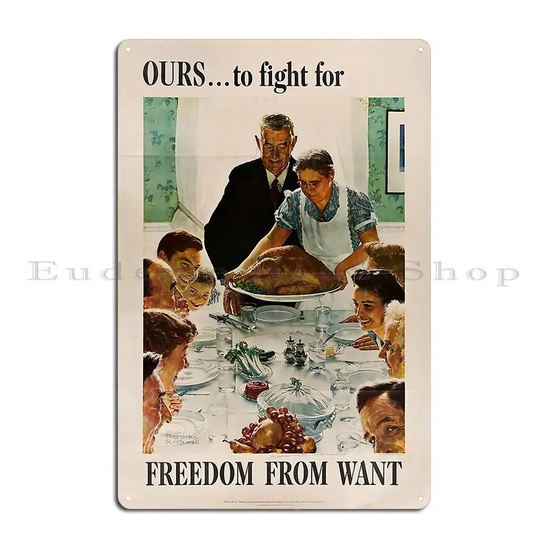 Retro The Four Freedoms Group Of 4 Posters 1943 Metal Signs Bar Cave Design Club Create Club Bar Tin Sign Poster