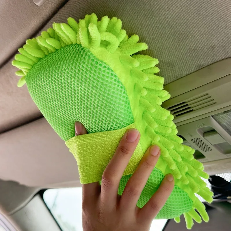 إسفنجة غسيل السيارات تنظيف العناية بالسيارات الخضراء بالتفصيل فرش غسل منشفة قفازات السيارات اكسسوارات التصميم ستوكات
