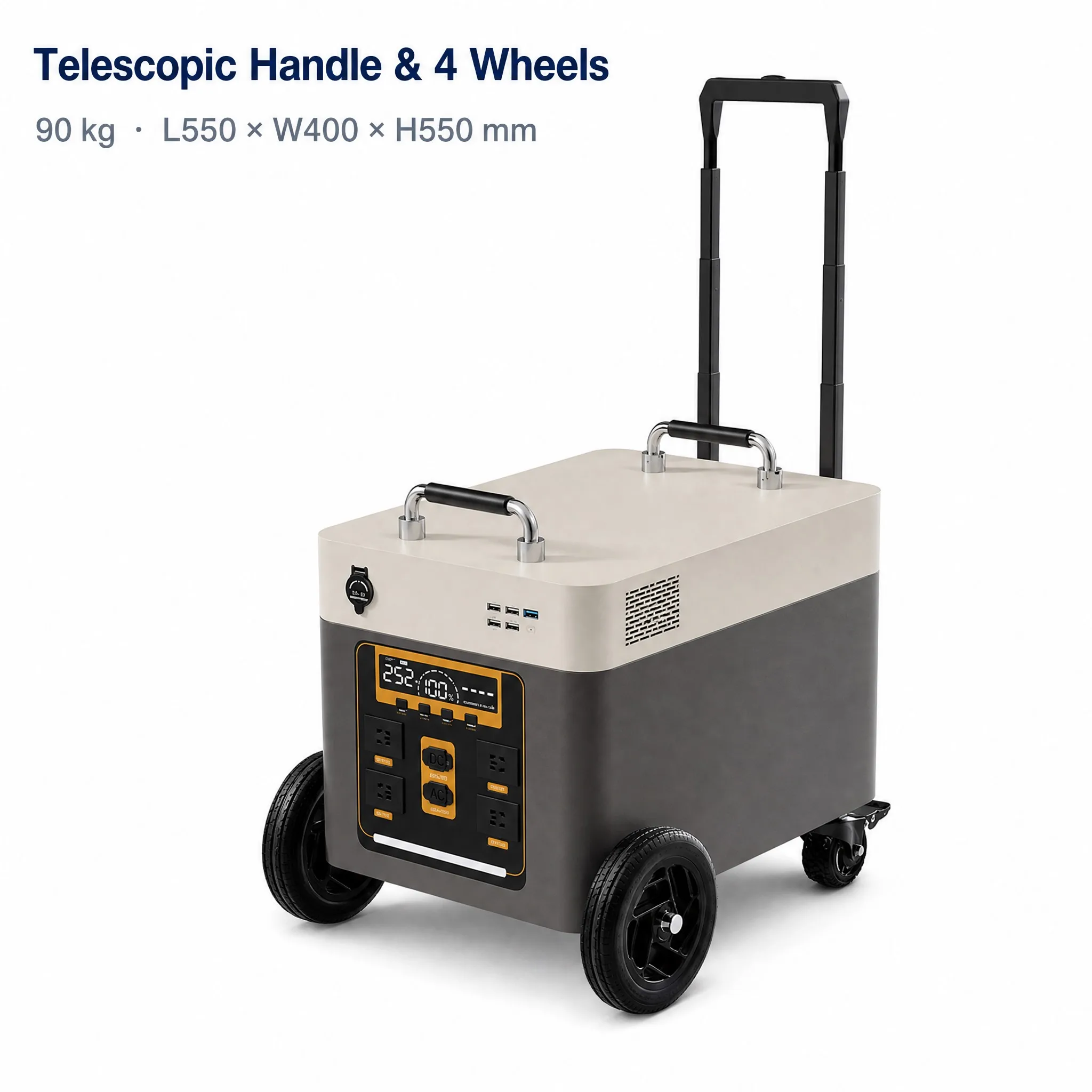 Emergency Rescue Portable Power Station Trolley 5000W 7680Wh LiFePO4 Battery 16S1P 150Ah, All in One Rolling Structure