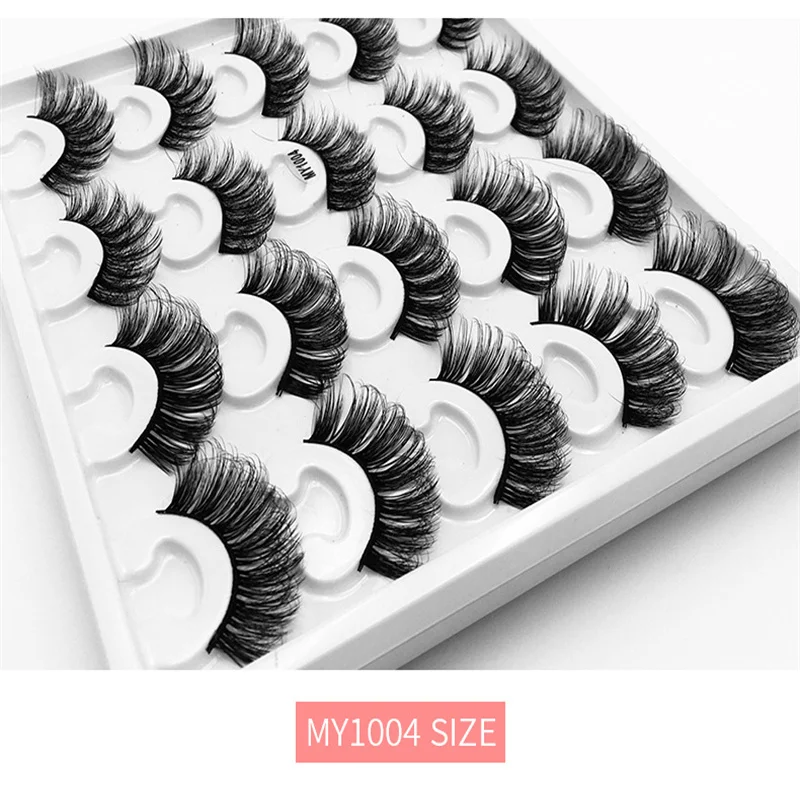 10 Pairs/Tray Multi-layer fluffy Faux Mink 25mm Volume False Eyelashes private label eyelashes extensions with Support custom