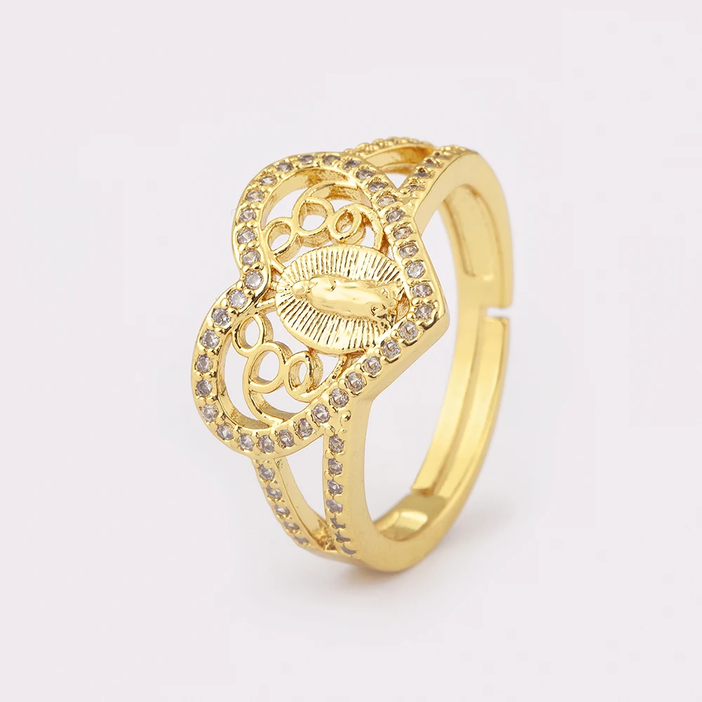 Nidin High Quality Religious Virgin Mary Round/Oval/Heart Shape Ring Adjustable For Women Men Vintage Finger Jewelry Accessories