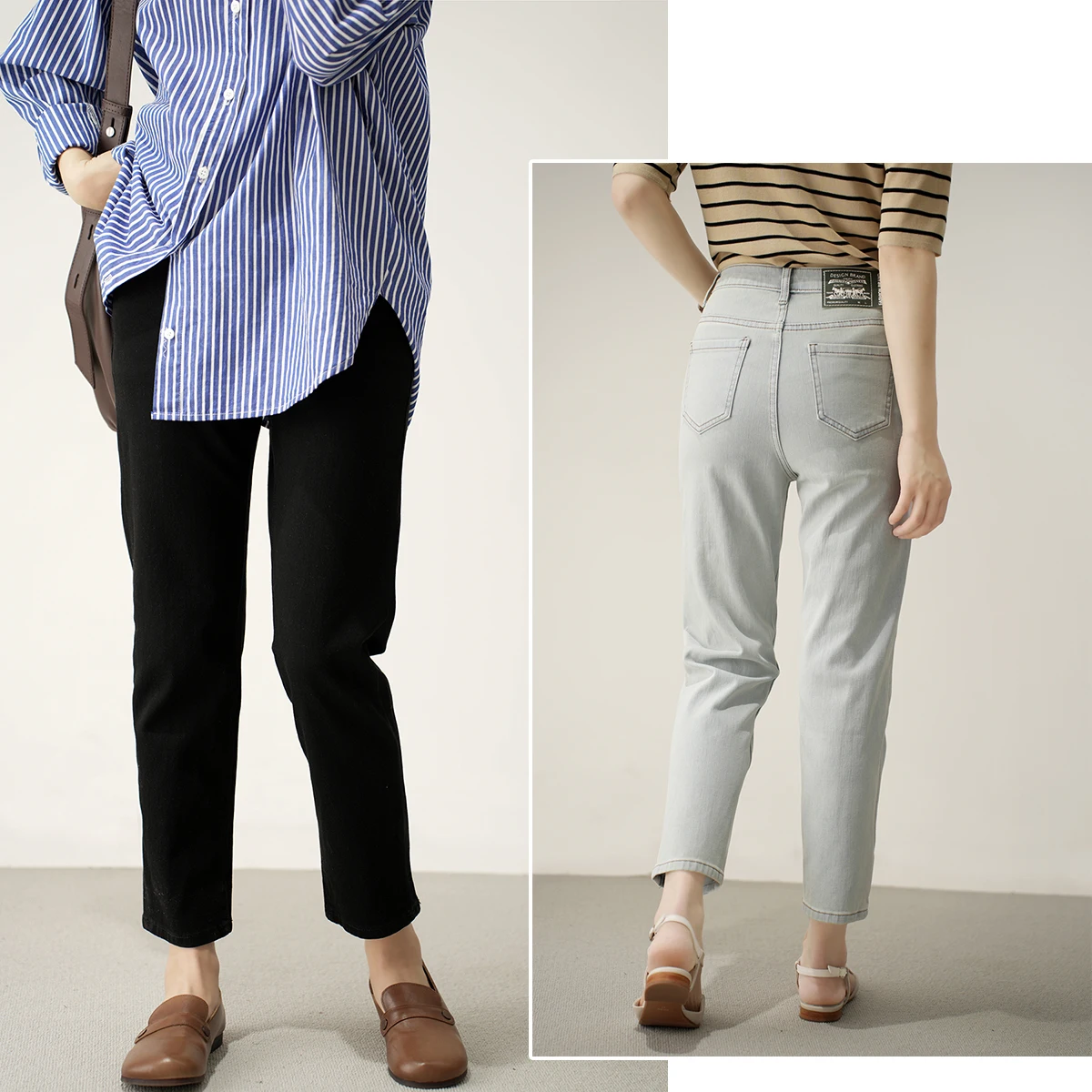 

Women's High Waist Slim Fit Jeans Casual Waed Cotton Stretch Denim High Elastici Nine-Piece Pants Spring Summer Faion