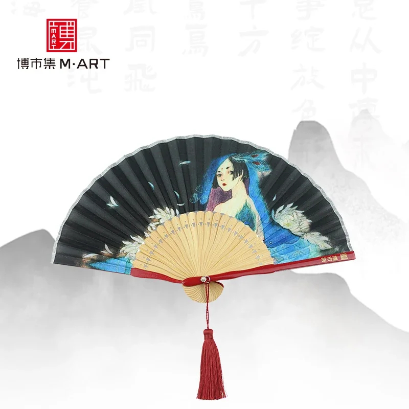 Mountains and seas, folding fans, mythological stories, characters, original watercolor illustrations, small gifts, mini fans