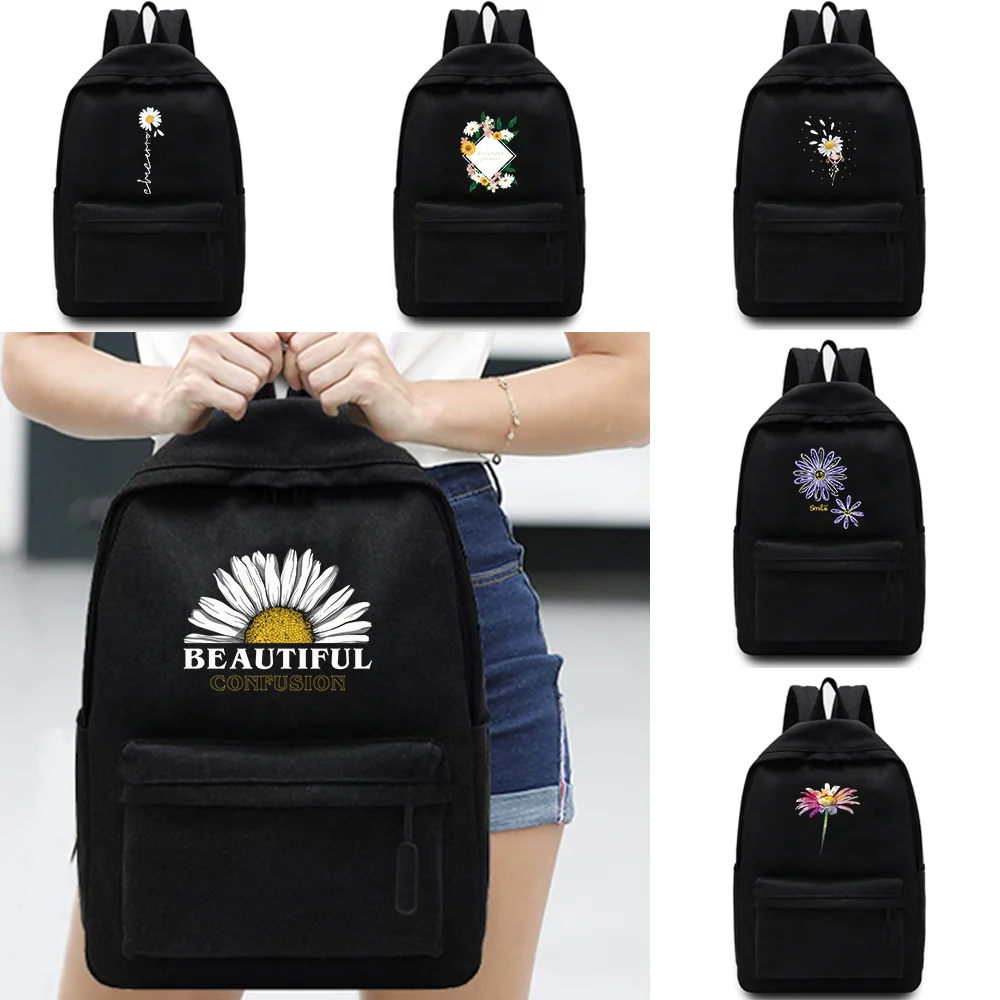 

2023 New Fashion Backpack Female Middle School Student Schoolbag Casual Back Pack Travel Bag Daisy Printed Unisex Youth Backpack