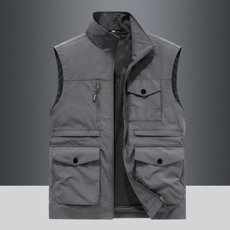 

Spring Autumn Thin Men's Vest Multi-ket Outdoor Casual oulder Young Workwear Multi-Functional Fiing Photoaphy